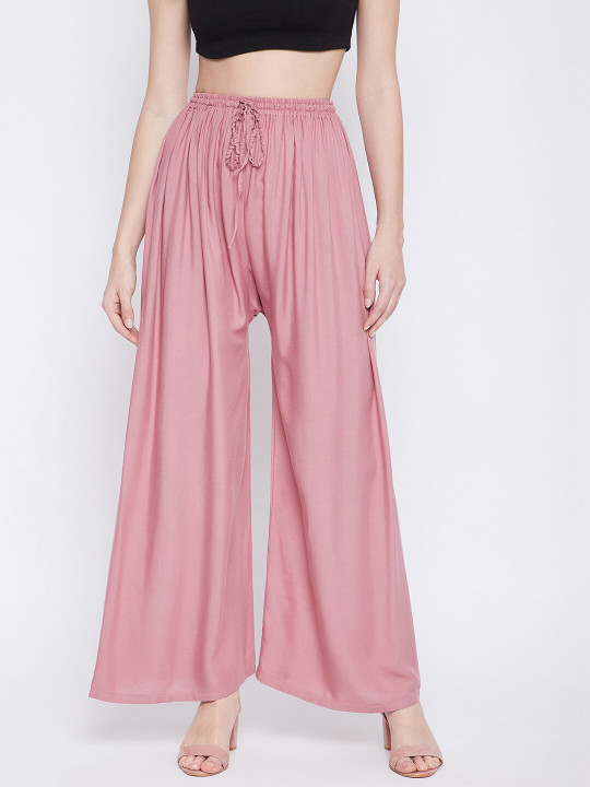 Clora Creation Women Pink Knitted Palazzos
