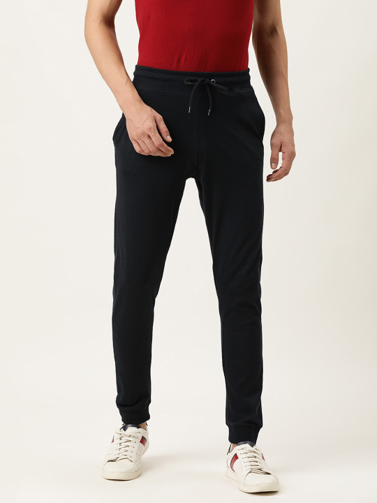 Urban Dog Men Black Cotton Knitted Track Pant