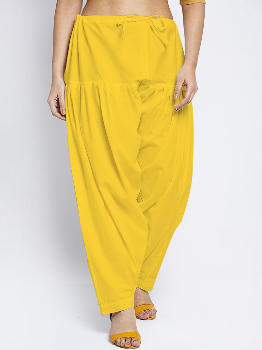 GRACIT Women Yellow Solid Cotton Salwar