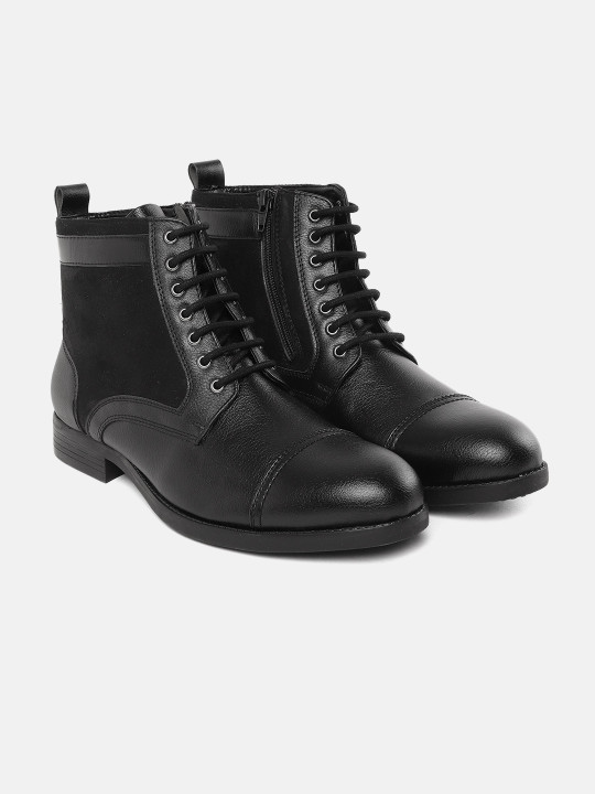 Roadster The Lifestyle Co Men Black Solid Mid Top Flat Boots