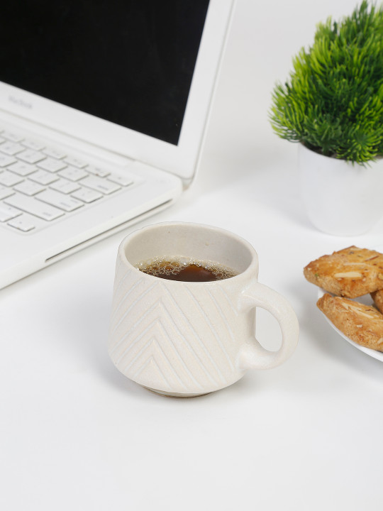 Fabindia Thank U Cream Ceramic Handmade Mug-180ml