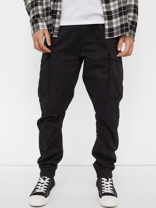 Men Black Solid Cargo Joggers deal from myntra