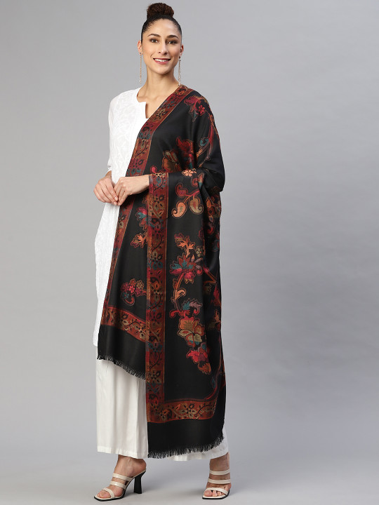 WEAVERS VILLA Women Floral Woven Design Winter Shawl