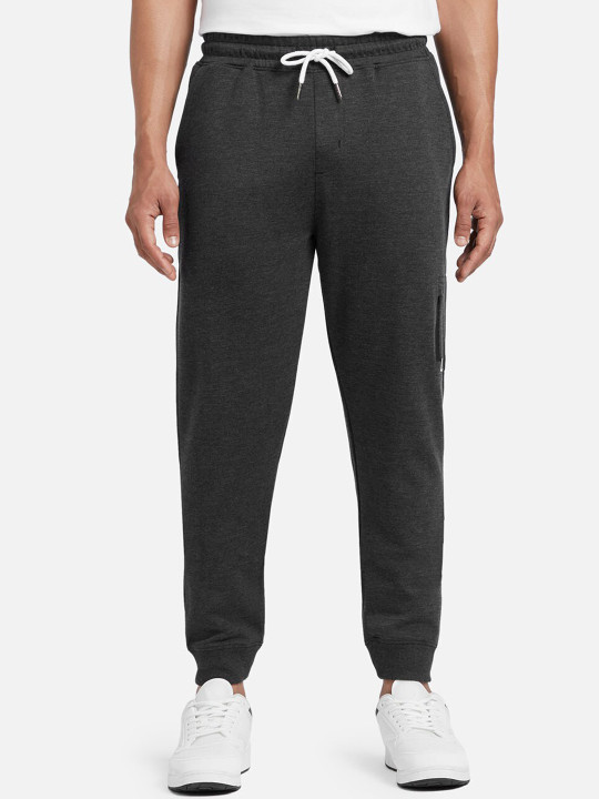 XYXX Men Grey Cotton Joggers With Zipper Pocket