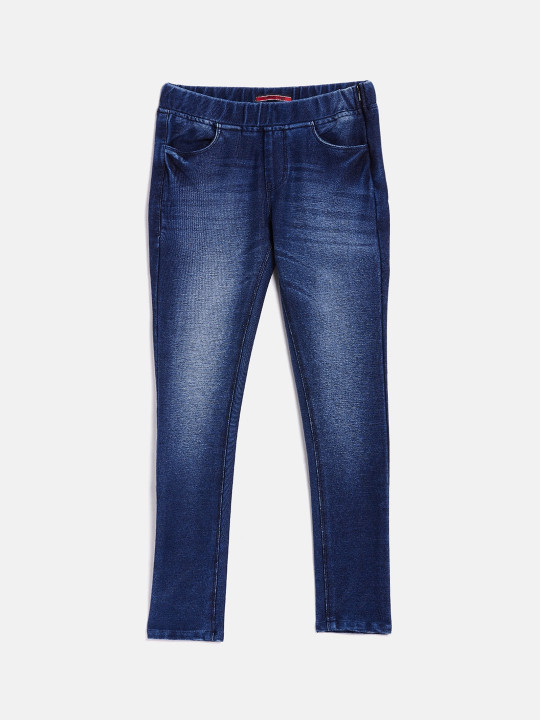 Crimsoune Club Girls Blue Heavy Fade Stretchable Jeans