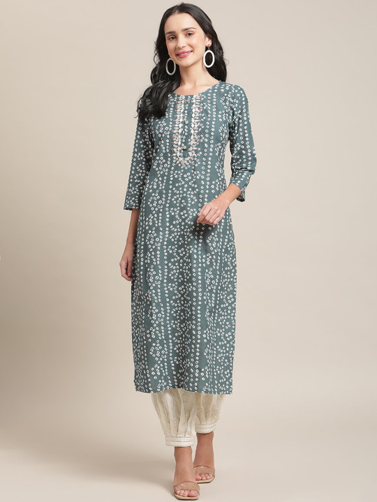 Varanga Women Blue Geometric Printed Kurta