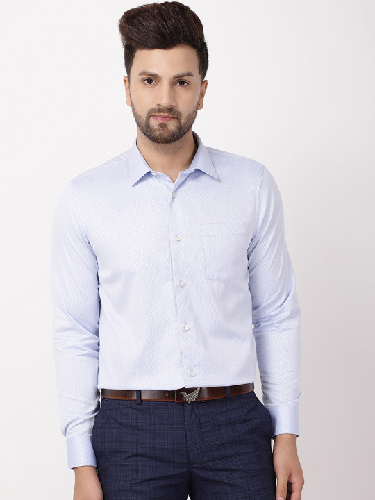 Blackberrys Men Blue Slim Fit Opaque Printed Formal Shirt