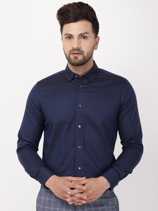 Blackberrys Men Blue India Slim Fit Opaque Formal Shirt