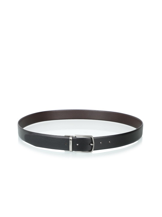 KEZRO Men Black Textured Reversible Belt