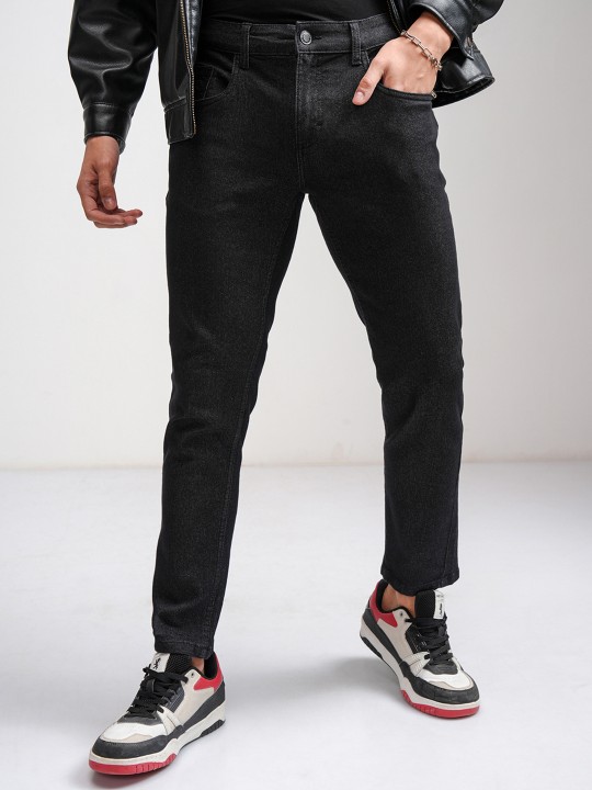 Men Black Tapered Fit Stretchable Jeans deal from myntra