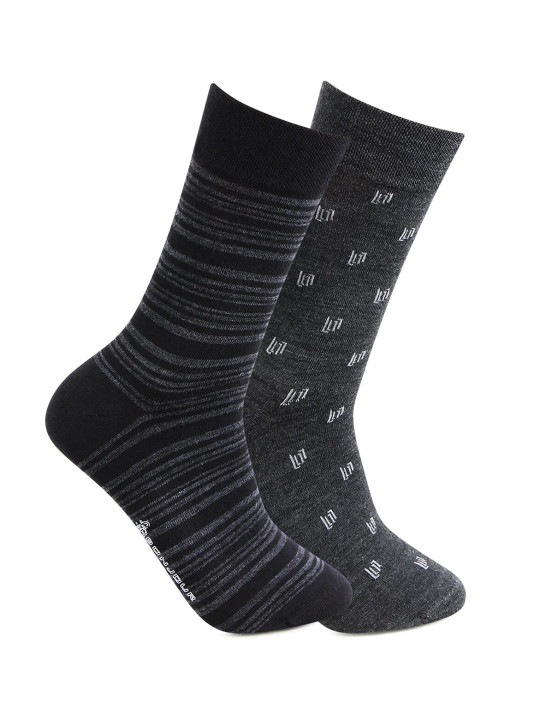 Bonjour Men Pack Of 2 Assorted Calf-Length Socks