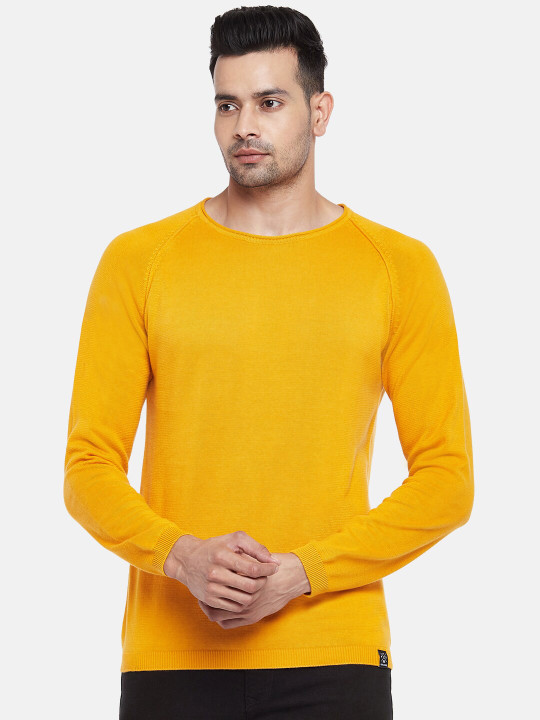 People Men Mustard Yellow Pullover
