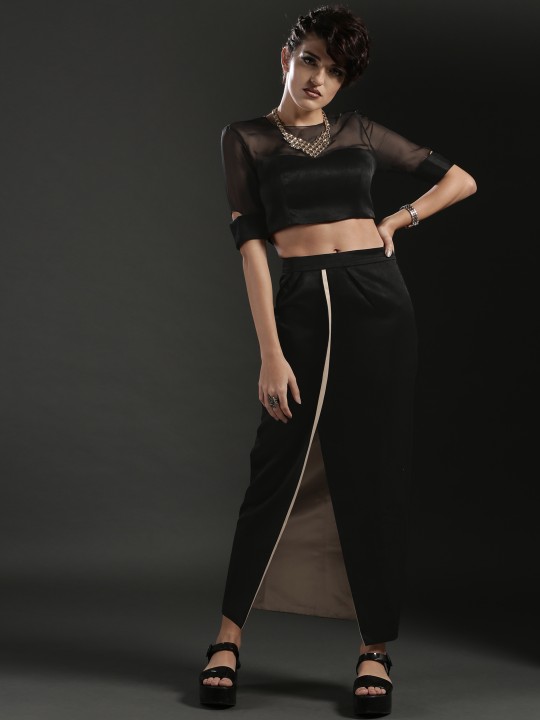 Black Maxi Skirt with a Front Slit