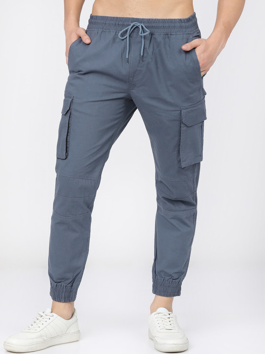 HIGHLANDER Men Slim Fit Easy Wash Joggers Cargo Pocket Trousers