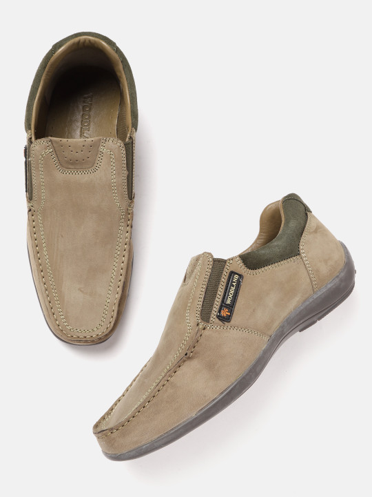 Woodland Men Beige Nubuck Loafers