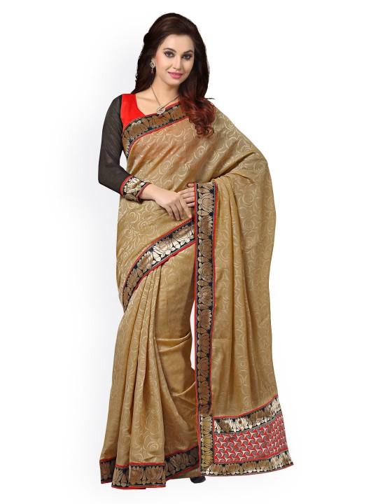 Beige Banarasi Art Silk & Jacquard Saree