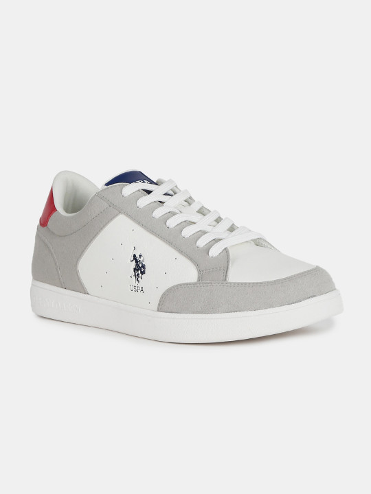 U.S. Polo Assn. U S Polo Assn Men Off White Colourblocked PU Sneakers
