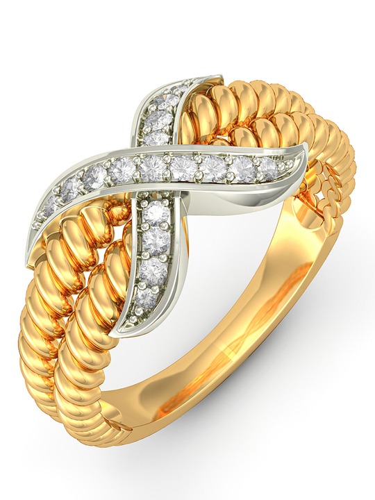 2.518 g 14-Karat Gold Kara Ring with Diamond