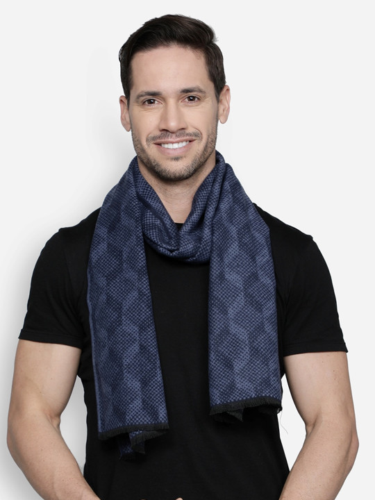 Alvaro Castagnino Men Blue & Navy Blue Patterned Muffler