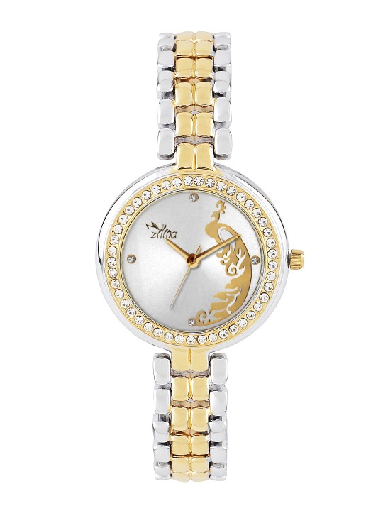Women Silver-Toned Stone-Studded Dial Watch 304TTPCK1