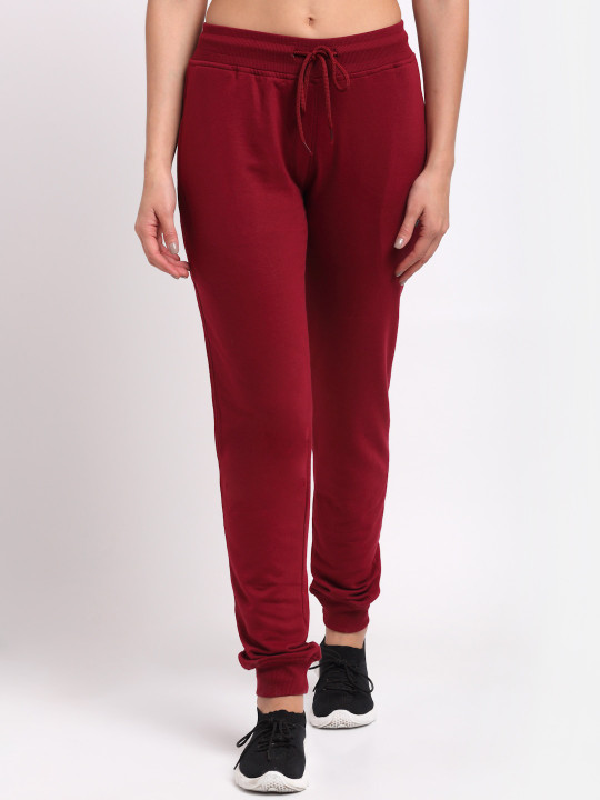 Club York Women Maroon Solid Joggers