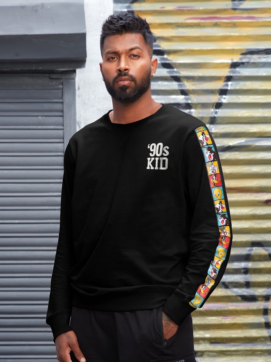 Price History of The Souled Store Men Looney Tunes 90 s Kid Printed Pullover Sweatshirt With Side stripes