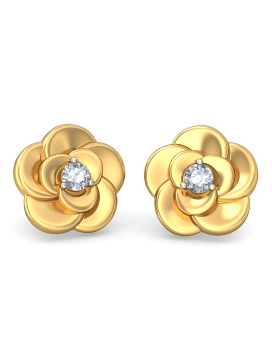 2.255 g 14-Karat Gold The Delightful Flower Earrings with Diamond