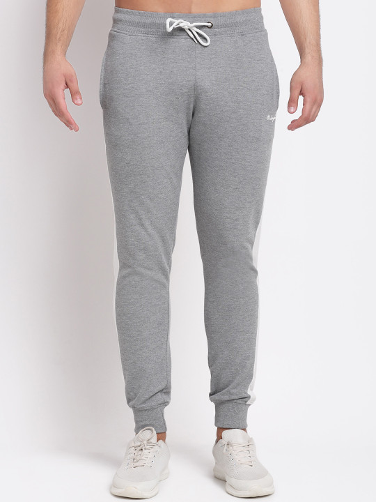 Club York Men Grey Melange & White Colourblocked Regular Fit Joggers