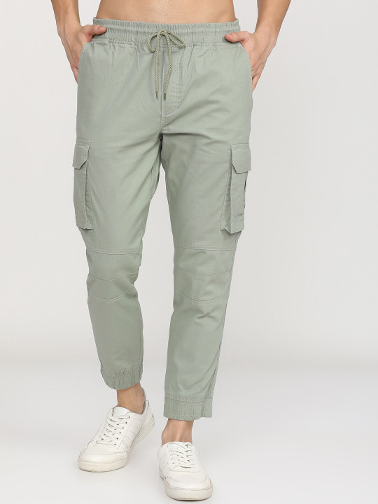 HIGHLANDER Men Green Slim Fit Easy Wash Cargos Trousers