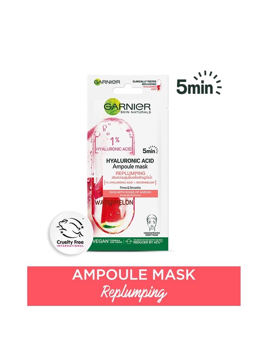 Garnier Hyaluronic Acid Ampoule Face Sheet Mask with Watermelon – For Dull And Extreme Dry Skin – 15g