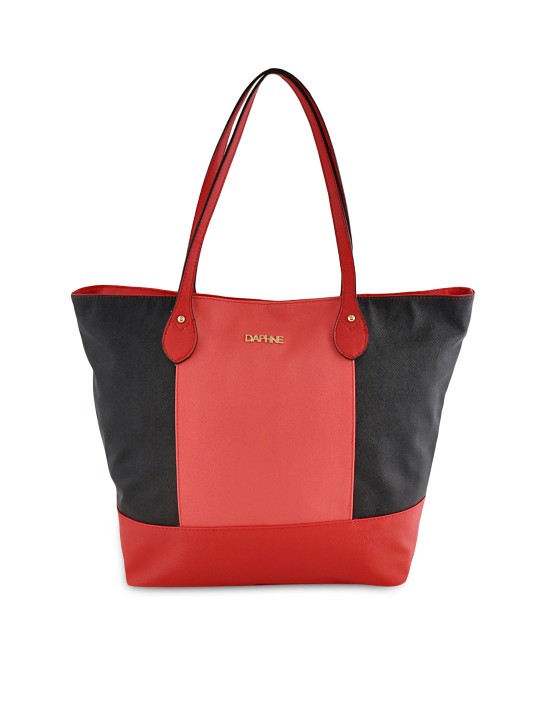 Red & Black Colourblocked Shoulder Bag