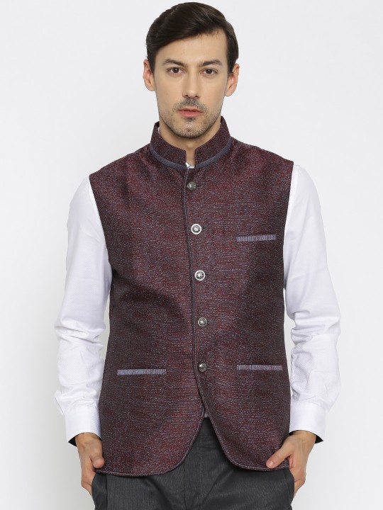 Purple & Maroon Nehru Jacket S