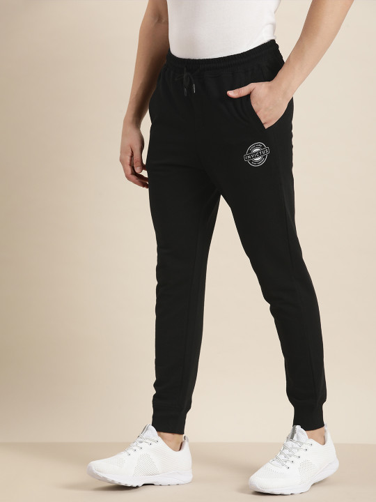 Invictus Indoor Men Black Solid Mid-Rise Joggers