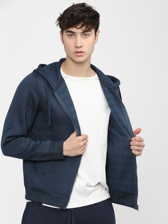 Men Navy Blue Hooded Sweatshirt deal from myntra