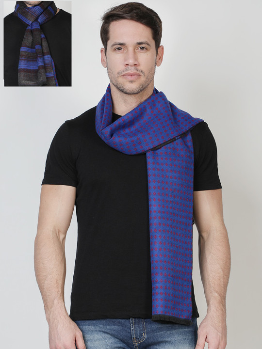 Alvaro Castagnino Men Blue & Red Printed Reversible Muffler