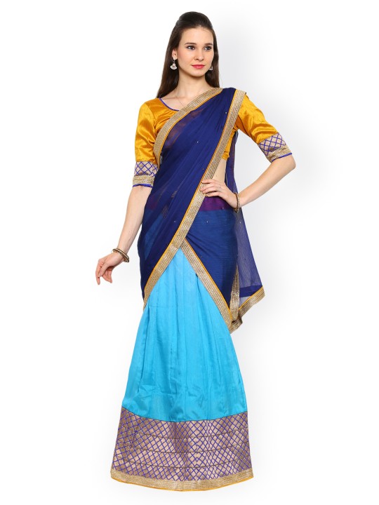 Blue Semi-Stitched Lehenga Choli with Dupatta