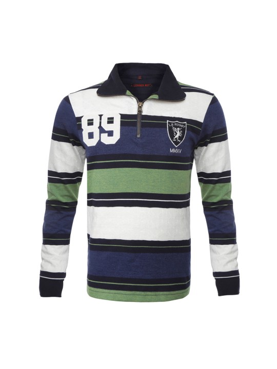 Boys White & Blue Striped Polo T-shirt 3-4Y -  1099