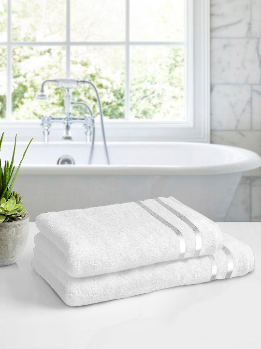 Story@home White Pack Of 2 450GSM Pure Cotton Bath Towels