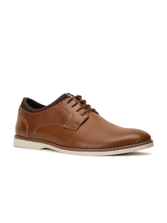 Bata Men Tan Brown PU Derbys