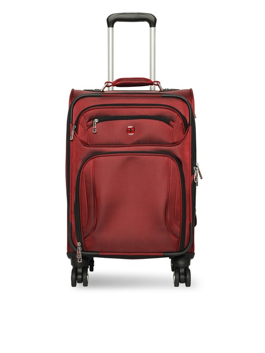 Unisex Maroon Spinner Large Trolley Suitcase