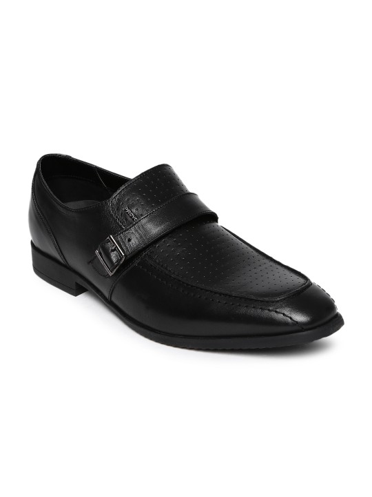 Men Black Perforated Leather Monks 6