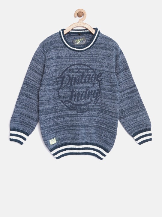 Boys Navy Printed Patterned Sweater 12Y -  1271