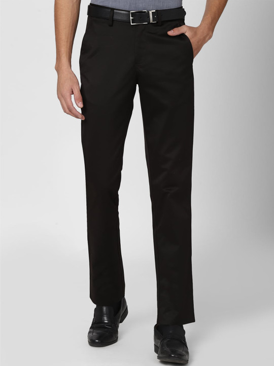 Peter England Casuals Men Black Slim Fit Trousers