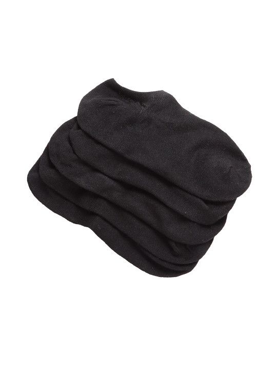 Texlon Men Pack Of 5 Black Shoe-Liner Socks