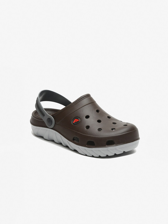 Adda Men Brown & Orange Clogs Sandals