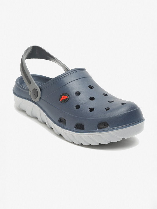 Adda Men Navy Blue & Orange Clogs Sandals