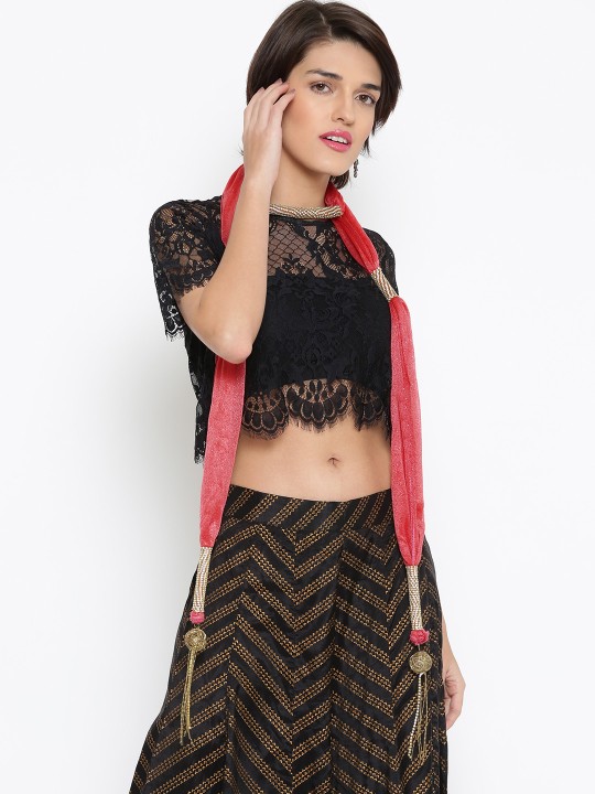 Pink Shimmer Embellished Stole