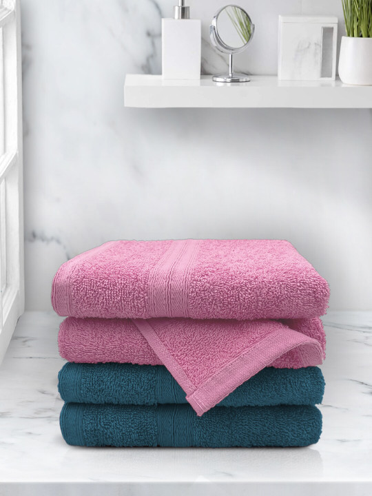 Aura Set Of 4 Solid 500 GSM Cotton Hand Towels
