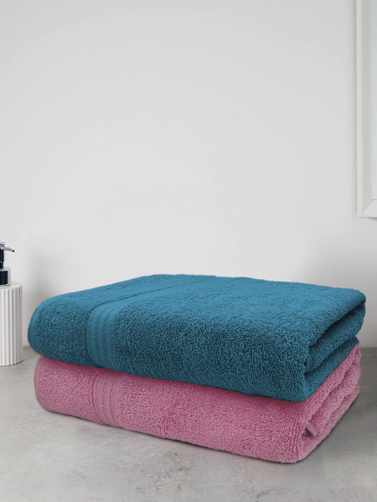 Aura Set Of 2 Solid 500 GSM Cotton Bath Towels