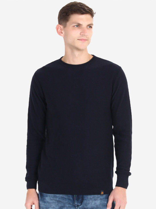 JoE Hazel Men Navy Blue Cotton Pullover